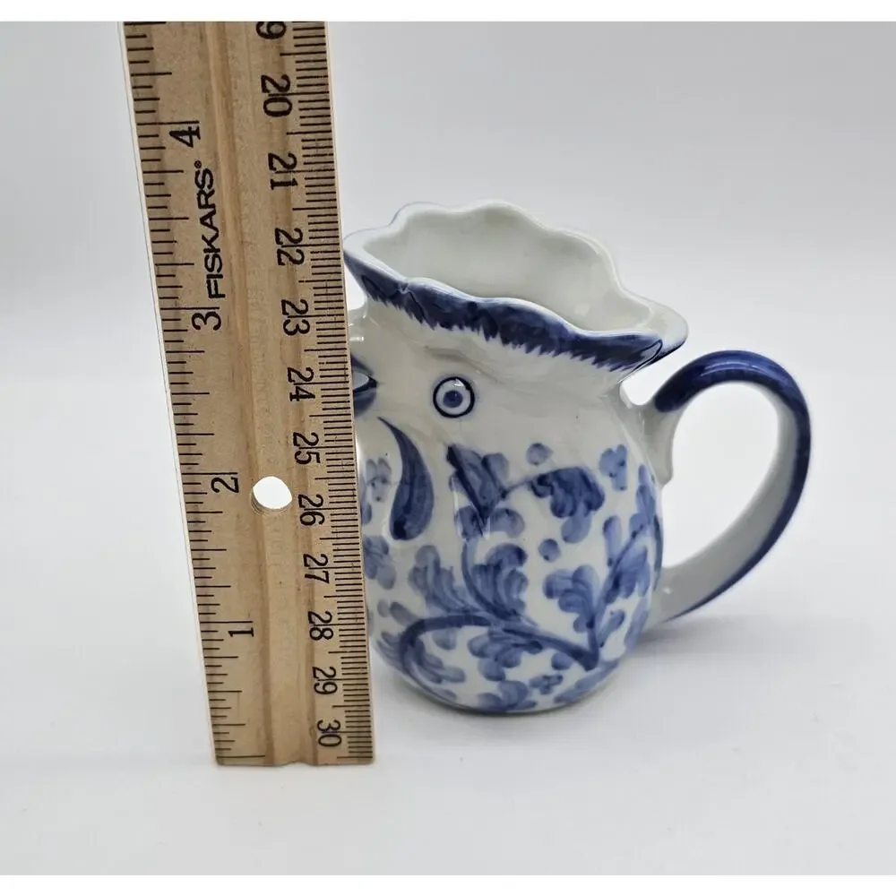 Vintage Andrea by Sadek Rooster Mini Creamer Pitcher Blue